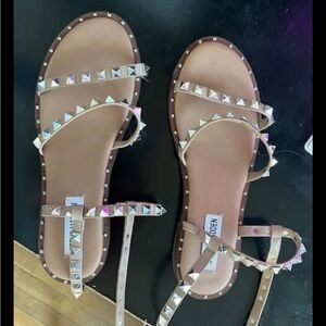 Steve Madden Studded Sandals in Tan and Silver